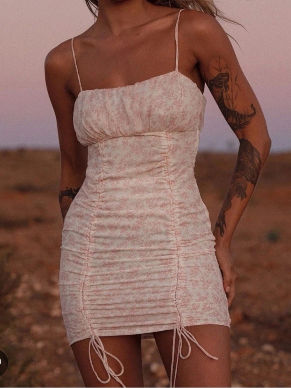 Princess Polly Blush Floral Ruched Mini Dress